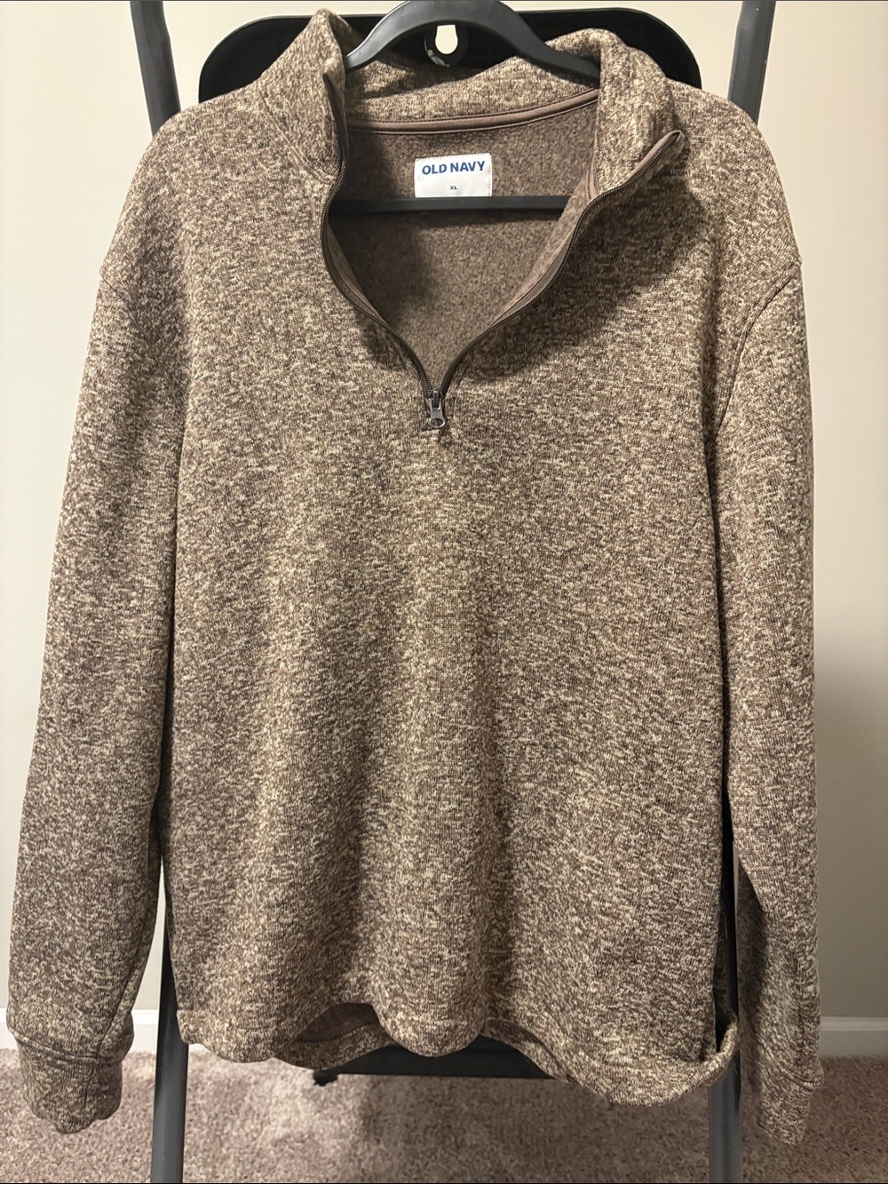 Old Navy Men's Heathered Brown Half-Zip Pullover Sweater